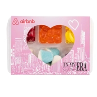 Heart die cut nested candy box with cherry bites, champagne gummy... from ASI...