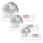 Globe VividPrint™ Award on Rectangle Base - White