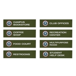 Wayfinding Rectangle Sign Post Set of Eight Graphic Signs