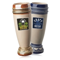 15 oz. ceramic pilsner beer glass with glossy design on trim... from ASI...