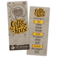 Laminated Menu Card - 3.5x8.5 - 14 pt.