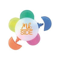 Flower shaped, frosted plastic highlighter with 5 color inks.... from ASI...
