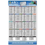 Laminated Card Football Schedule - 11x17 - 14 pt.