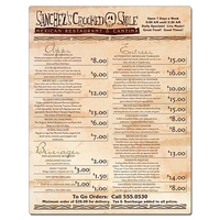 Delivery Laminated Menu Card - 8.5x11