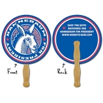 Political Hand Fan - 8.5 Inch Diameter Circle Laminated - 14