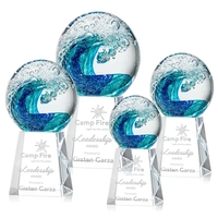 The magnificent Surfside Artglass award features a beautiful crashing blue...