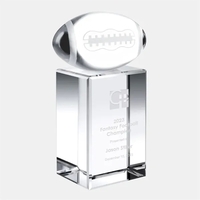 Frosted molten glass football award attached to the top of a... from ASI...