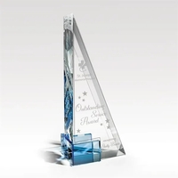10" Crystal Award w/ Colorfill - Wedge - Aver