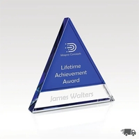 6" peak shaped award made of optical crystal with blue crystal... from ASI...