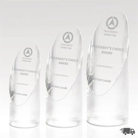 Award that features an optical crystal cylinder design with a cut... from ASI...