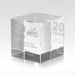 Optical Crystal Cube Award with Multiple Imprint Areas