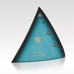 Deep Cyan Art Glass Pyramid Award - Oracle