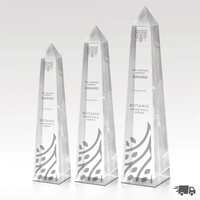 Obelisk shaped award made of optical crystal with etched imprint.... from ASI...