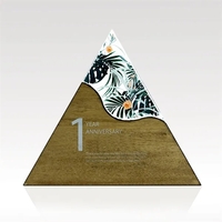 Custom Triangle Wave Plaque - Acrylic & Wood with Full-Color