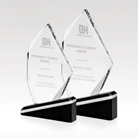 Cut and polished optical crystal award with a black granite award... from ASI...
