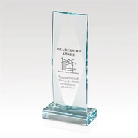 Cut and polished Starphire glass award that's customizable and available...