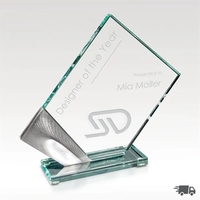 Premium jade glass award with random-sanded aluminum accent.... from ASI...