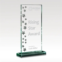 Award made of beautiful jade glass with deep etched stars and... from ASI...