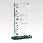 Luna - Towering Jade Glass Award with Etched Stars