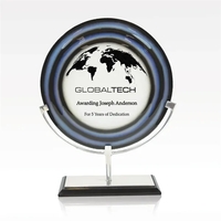 Glass award with deep blues, accented by black edges and an... from ASI 93986...