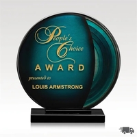 Award with a blue sphere sitting on a black glass base.... from ASI 93986...