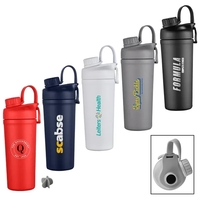 26 oz. double walled, pre-workout shaker bottle, protein shake mixing...