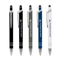 Recycled aluminum ballpoint pen with plunger action, silver trim accents,...