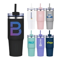 30 oz. Double Wall Stainless Steel Tumbler w/ Lid and Straw... from ASI 39820...