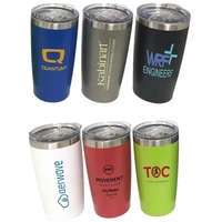 20oz stainless steel tumbler with matte finish, customizable via screen...