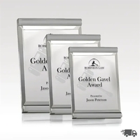 Silver Scrolls - Platinum-Finished Plaque w Suspended Glass