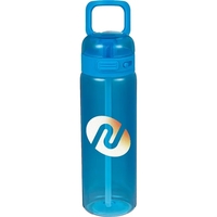 27 oz. Recycled plastic bottle with spill-resistant lid, built-in handling...