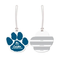 Paw print-shaped vinyl luggage tags with a plastic strap.... from ASI 98360...