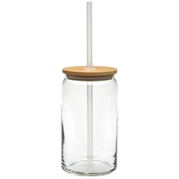 16 oz. Etched Soda Glass with Bamboo Lid