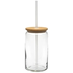 16 oz. Etched Soda Glass with Bamboo Lid
