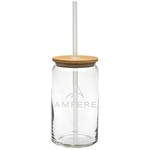 16 oz. Etched Soda Glass with Bamboo Lid