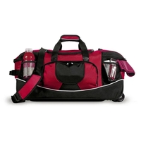 Rolling duffel bag with mesh pockets, numerous zippered pockets, 15"...