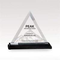 Premium Triangular Jade Glass Award - Marble Base
