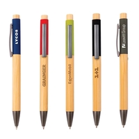 With striking contrast, this attractive ballpoint pen combines bamboo with...