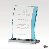 Award crafted from thick rectangular bent jade glass with a luster... from...