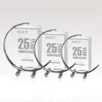 C-Note Stainless Steel Beveled Glass Award - Circular Design