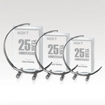 C-Note Stainless Steel Beveled Glass Award - Circular Design