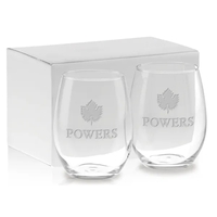 21 oz. Etched Stemless Wine Glass Gift Set