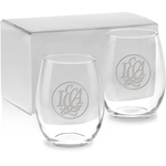 15 oz. Stemless White Wine Gift Set - Etched