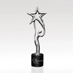 Chrome Star Award with Marble Base - Argent