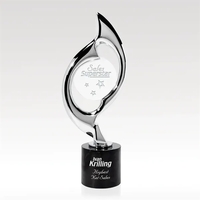 Chrome Glass Award with Marble Base - Silver