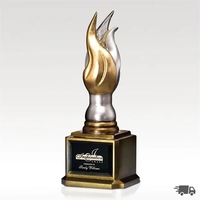 Inspiration Flame Sculpture Award - Cast Resin, Black Glass