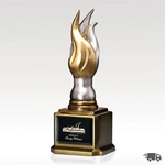 Inspiration Flame Sculpture Award - Cast Resin, Black Glass