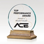 Amity Jade Glass Award - Gold Cast Resin Base