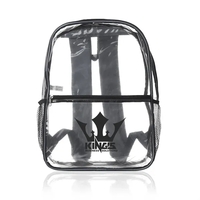 Clear backpack with padded adjustable straps, top handle, side mesh...