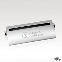 Polished, silver-plated business cardholder that's made from zinc alloy with...